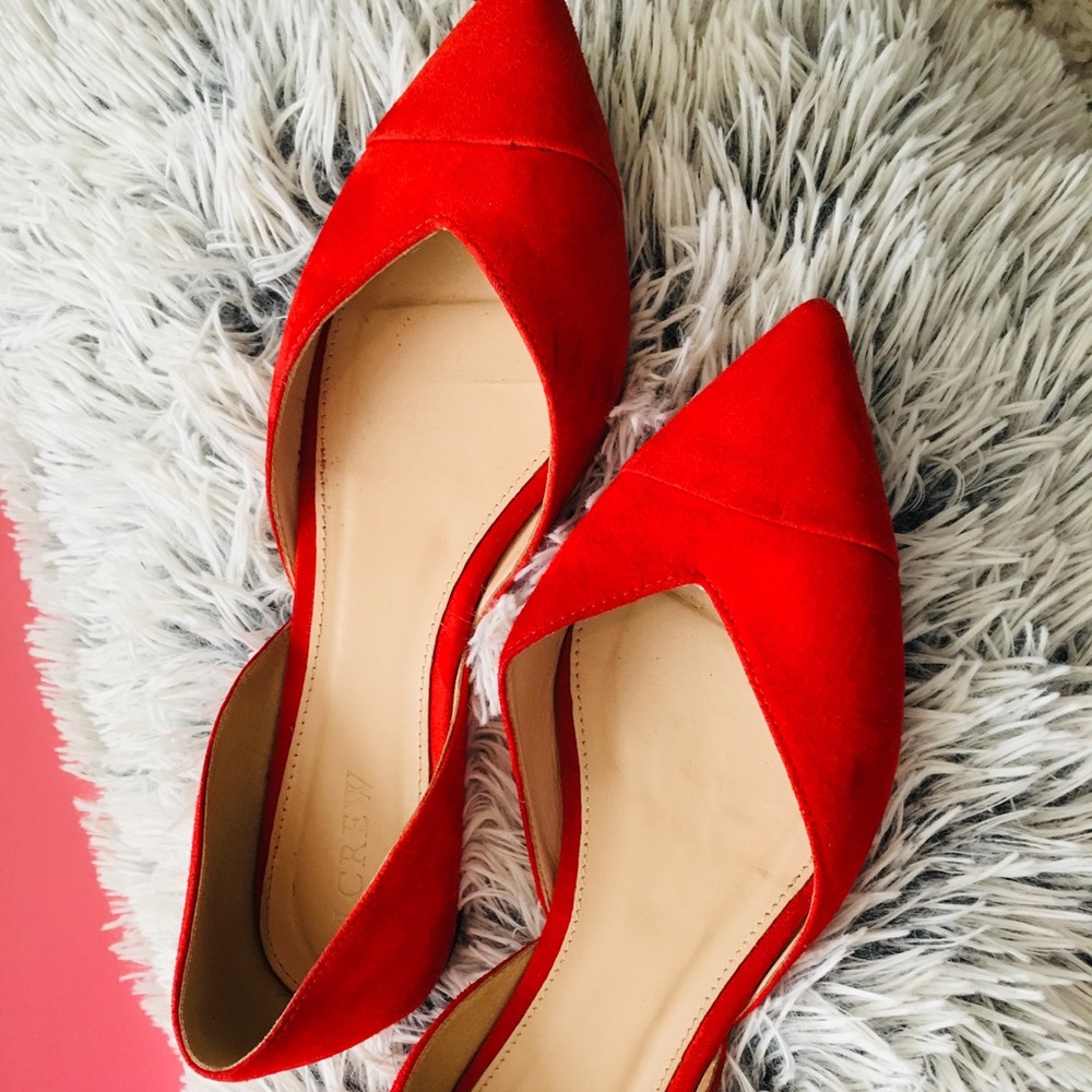 J.Crew Red Pointed Flats 6.5